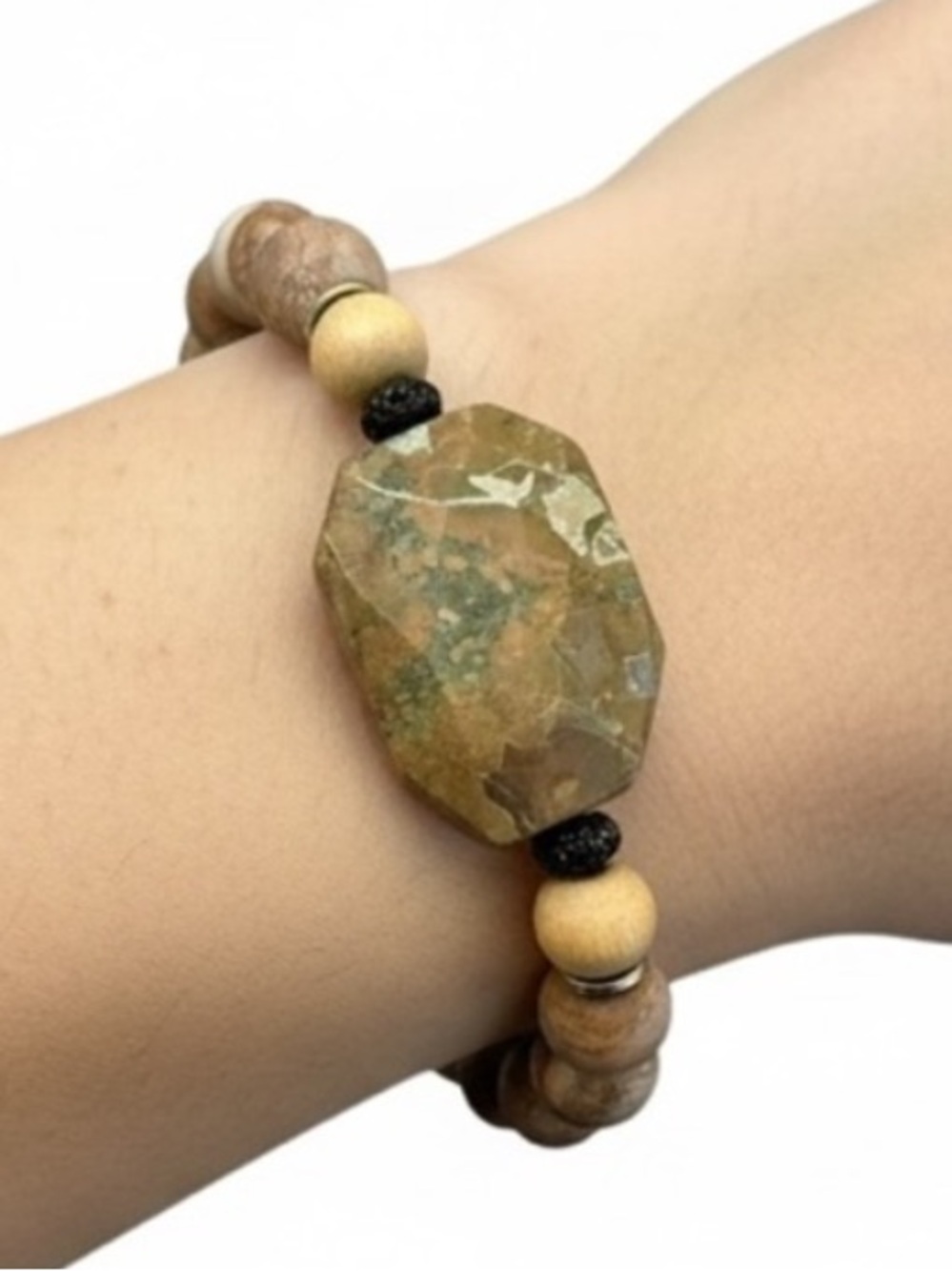 Natural Earth-Tone Jasper Beaded Stretch Bracelet